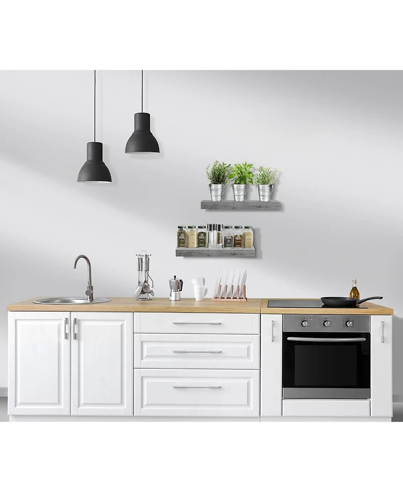 Sorbus 2 Pack 16 Inch Rectangle Wall Mounted Floating Shelves - for Home Decor to Display Trophies, Books, Frames, and more