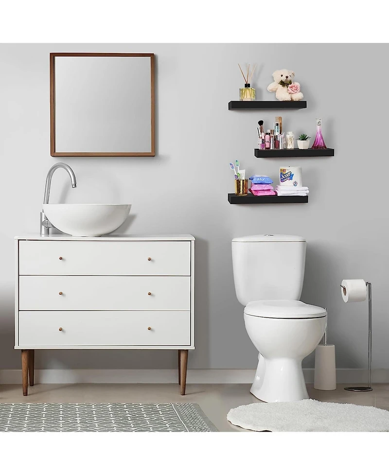 Sorbus 2 Pack 16 Inch Rectangle Wall Mounted Floating Shelves - for Home Decor to Display Trophies, Books, Frames, and more