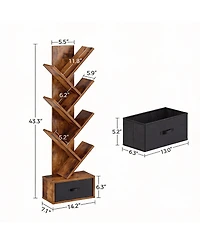 Yigii 7-Tier Rustic Tree Shelves, Space-Saving, Sturdy Design, Easy Assembly, Multi-Use