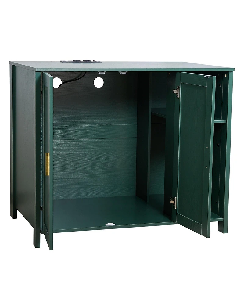 41.3" Litter Box Enclosure Cabinet with Drawer, Detachable Divider, and Built-In Power Outlet, Fits Most Smart Litter Boxes