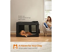 Cozito 48" Foldable Soft Dog Crate, Portable Carrier with Steel Frame, Mesh Windows, Storage Pockets, 92–110 lb