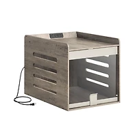 Cozito Dog Crate End Table with Charging Station, Flip-Up Acrylic Door, 2 Outlets + Usb-a/Usb-c, Up to 45 lb