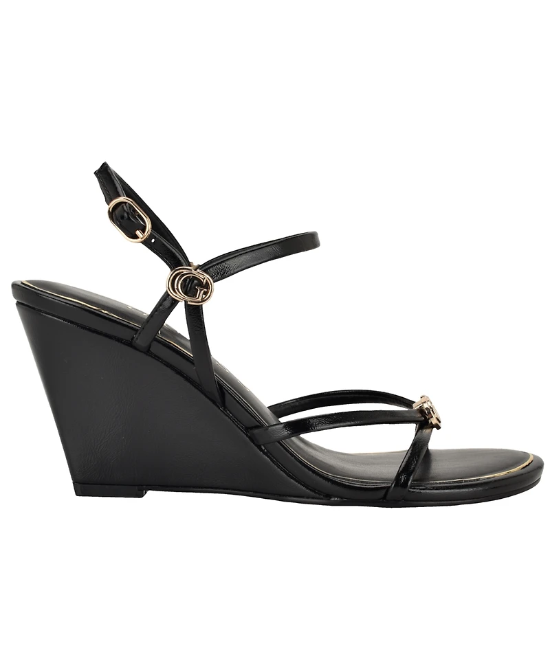 Guess Women's Devve Strappy "G" Dressy Wedge Heel Sandals