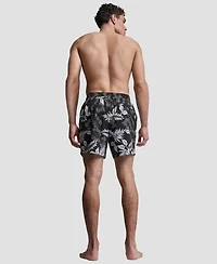 Dkny Men's Euro Black & White Bandana Print Performance 5" Volley Shorts