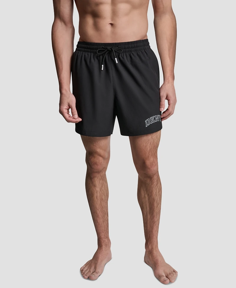 Dkny Men's Varsity Logo Stretch Volley Swim Shorts
