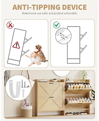 gaomon Shoe Storage Organizer with 2 Flip Drawers, Rustic Brown Farmhouse Cabinet for Entryway, Foyer, or Hallway