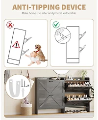 gaomon Shoe Storage Organizer with 2 Flip Drawers, Rustic Brown Farmhouse Cabinet for Entryway, Foyer, or Hallway