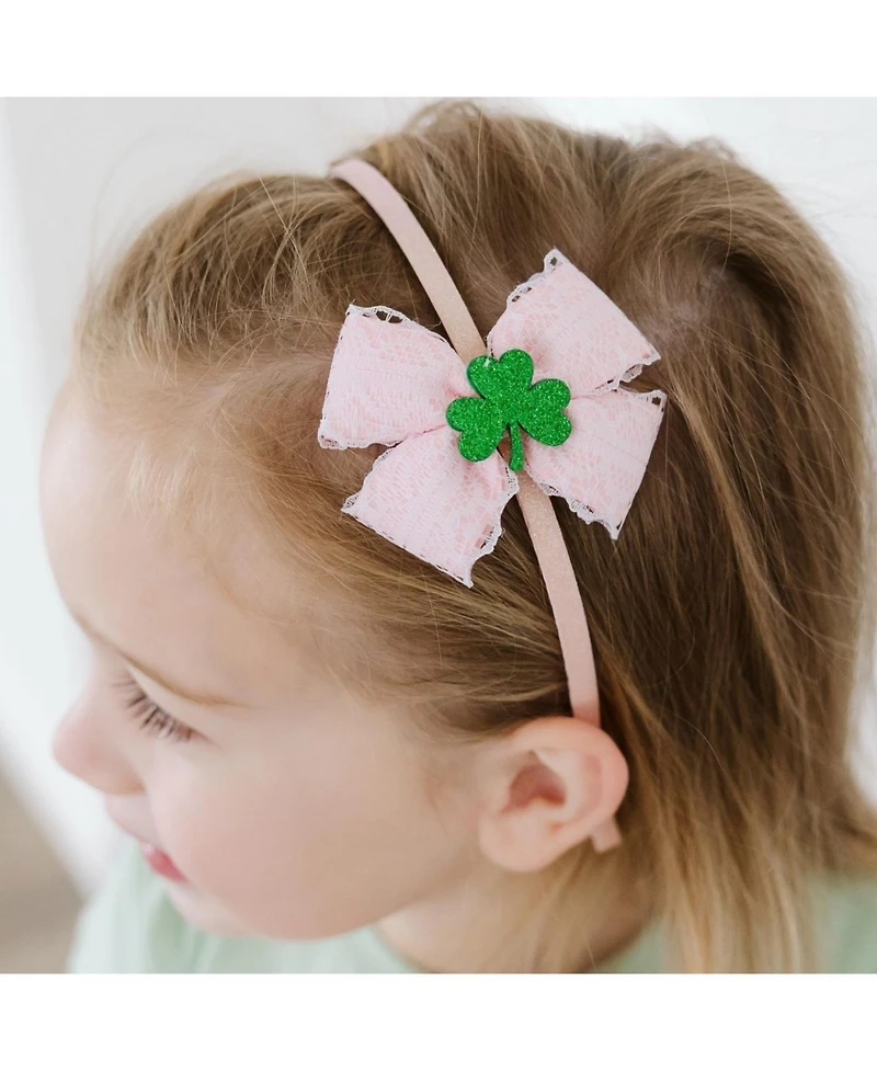 Sweet Wink Little and Big Girls Shamrock Lace St. Patrick's Day Bow Headband