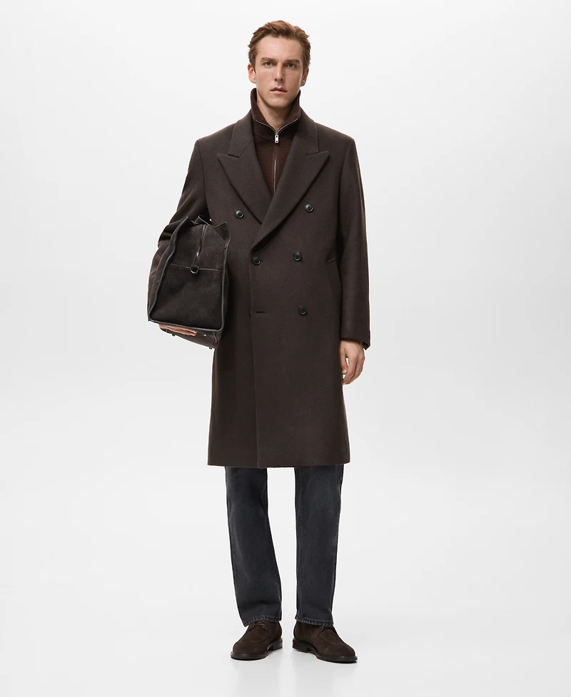Mango Men's Relaxed-Fit Double-Breasted Wool Coat