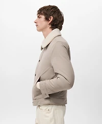 Mango Men's Shearling-Effect Collar Quilted Jacket