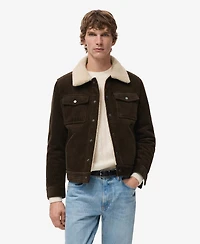 Mango Men's Shearling-Effect Lining Corduroy Jacket