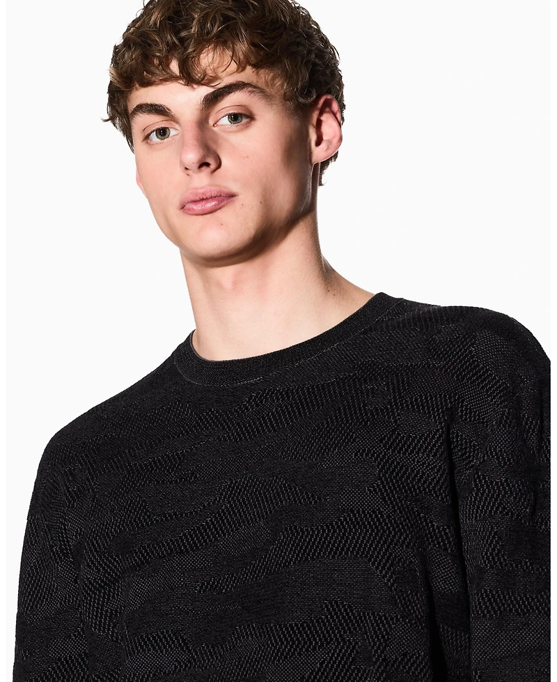 A|X Armani Exchange Men's Jacquard Camouflage Mercerized Cotton Sweater
