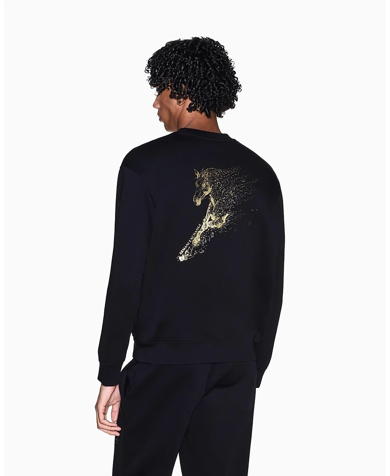 A|X Armani Exchange Men's Lunar New Year Back Graphic Crew Neck Sweatshirt