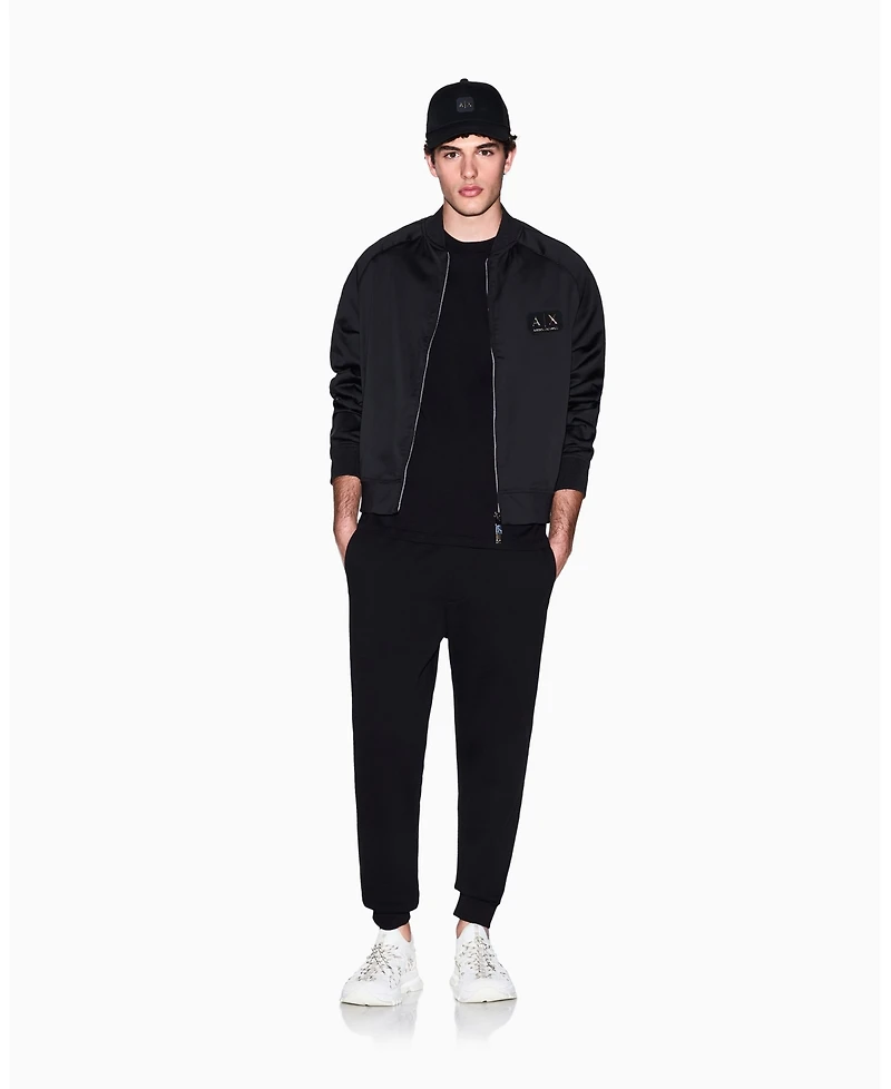 A|X Armani Exchange Men's Black and Gold Bomber Jacket