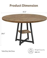 gaomon Kitchen Table Industrial Round Dining Table 47 Inch Kitchen Table Set for 4 to 6 Dinner Table