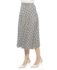 24seven Comfort Apparel Women's Geometric Elastic Waist Pocket A-Line Midi Skirt