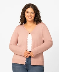 Melissa Paige Plus Scalloped Trim Button Front Cardigan, Macy's Exclusive