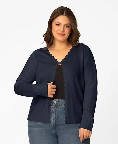 Melissa Paige Plus Size Scalloped Trim Button Front Cardigan, Macy's Exclusive