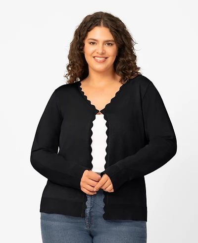 Melissa Paige Plus Scalloped Trim Button Front Cardigan, Macy's Exclusive