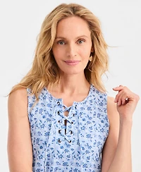 Style & Co Women's Printed Lace-Up Sleeveless Dress, Macy's Exclusive