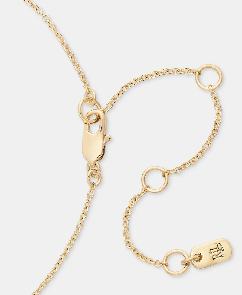 Lauren Ralph Gold-Tone Boxed Blue Stone Pendant Necklace