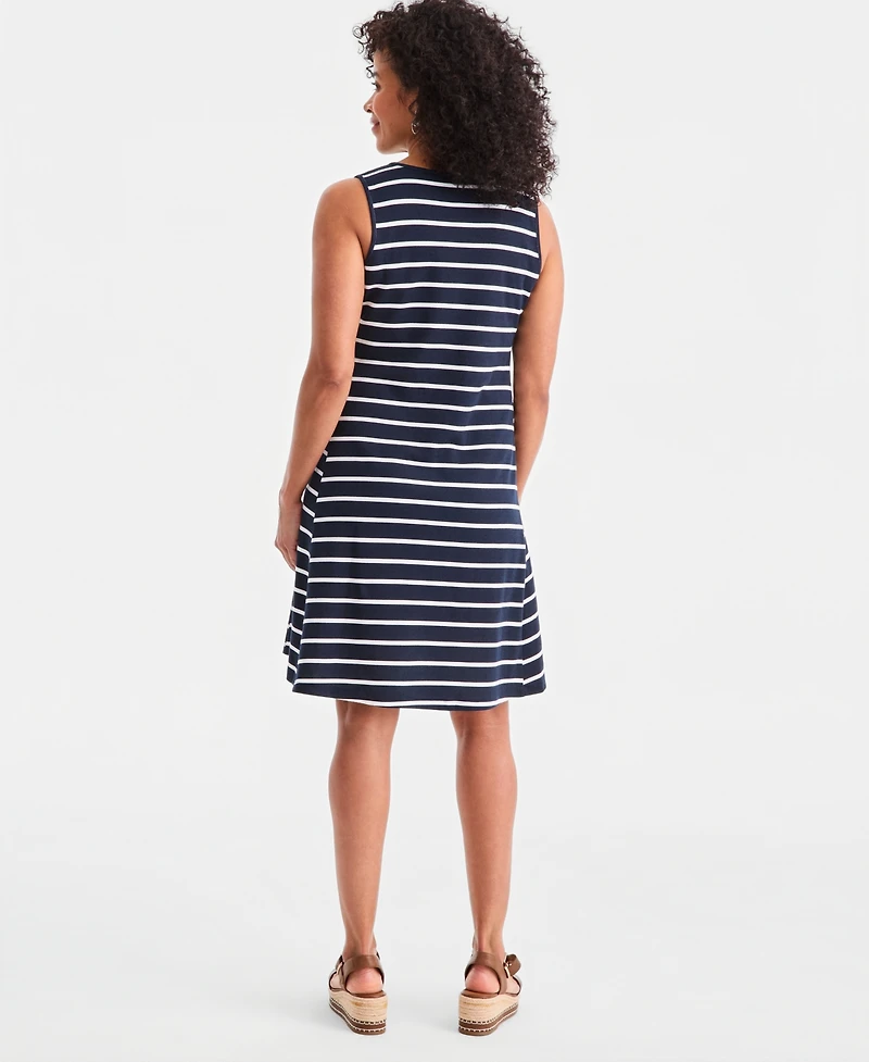 Style & Co Women's Striped Lace-Up Sleeveless Dress, Macy's Exclusive