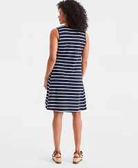 Style & Co Women's Striped Lace-Up Sleeveless Dress, Macy's Exclusive