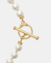 Lauren Ralph Lauren Gold-Tone Glass Pearl Toggle Collar Necklace