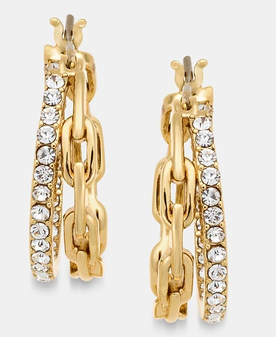 Karl Lagerfeld Paris Chain Pave Split Hoop Earrings