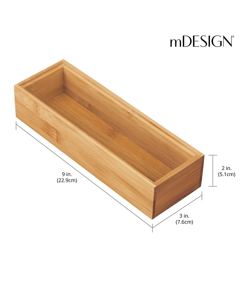 mDesign Wooden Bamboo Office Drawer Organizer Box Tray - 4 Pack
