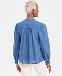 Style & Co Women's Cotton Chambray Smocked Blouse, Macy's Exclusive