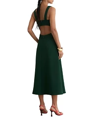 Reiss Women's Waisted Cut-Out Twill Midi Dress