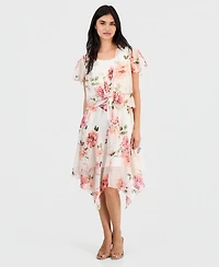 Robbie Bee Petite 2-Pc. Floral Chiffon Jacket & Dress Set