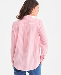 Style & Co Women's Striped Long-Sleeve Perfect Shirt, Exclusively at Macy's