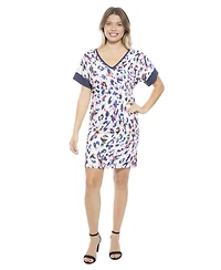 24seven Comfort Apparel Women's Abstract Short Sleeve Knee Length T-Shirt Dress