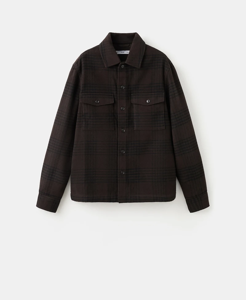 Mango Men's Check Wool-Blend Overshirt