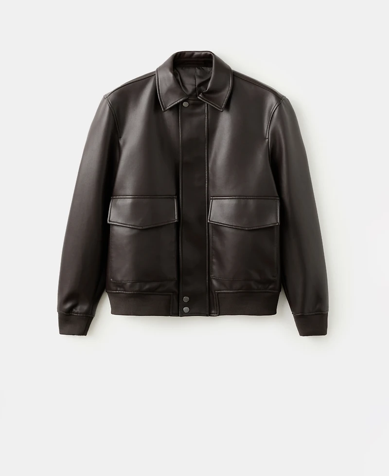 Mango Men's Pockets Faux-Leather Jacket