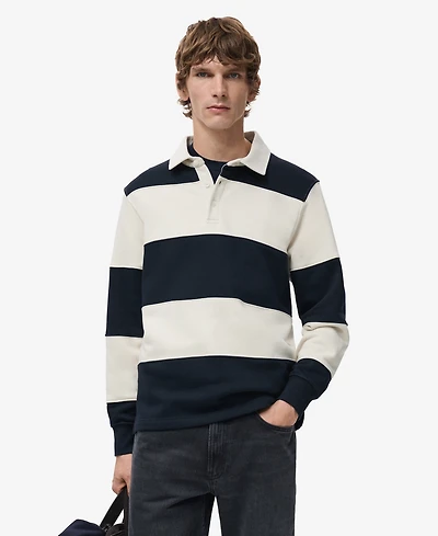Mango Men's Striped Polo Sweatshirt