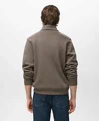 Mango Men's Regular-Fit Cotton Zipper Sweatshirt