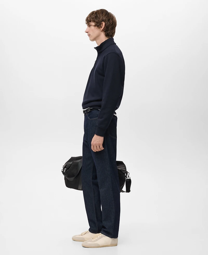 Mango Men's Regular-Fit Cotton Zipper Sweatshirt