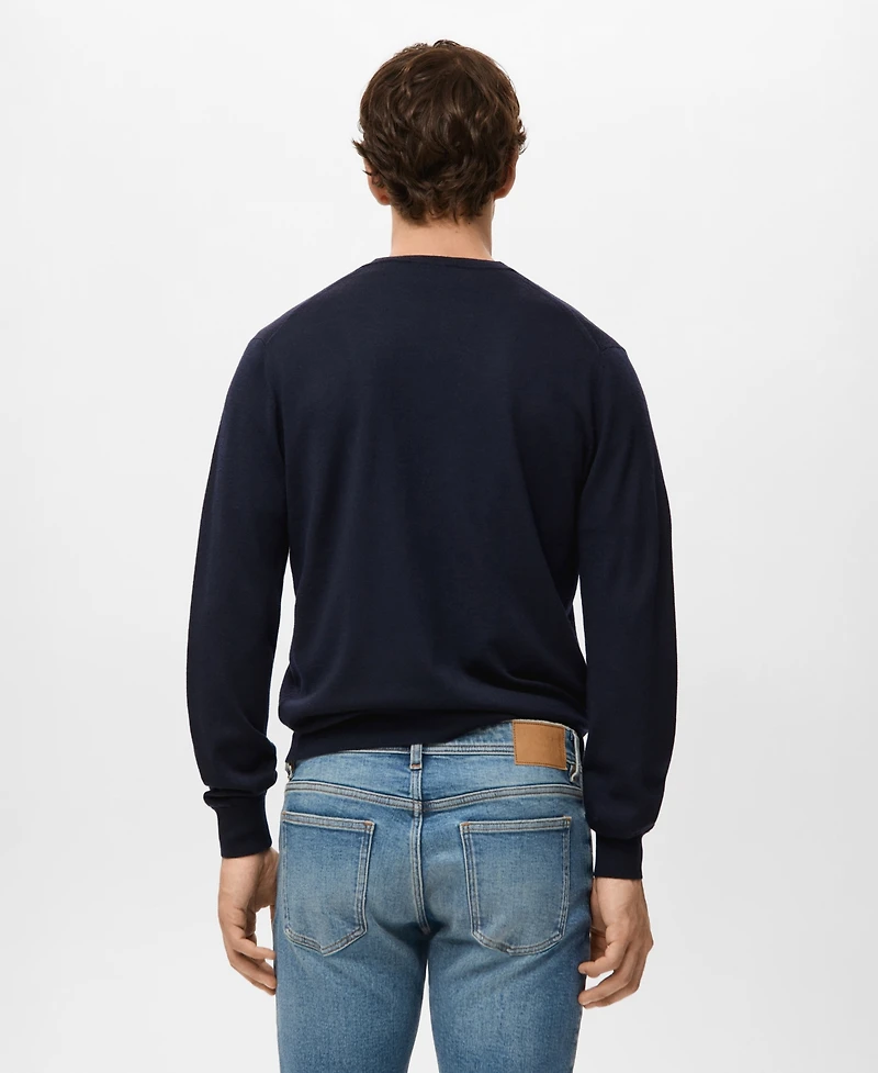 Mango Men's Merino Wool V-Neck Sweater