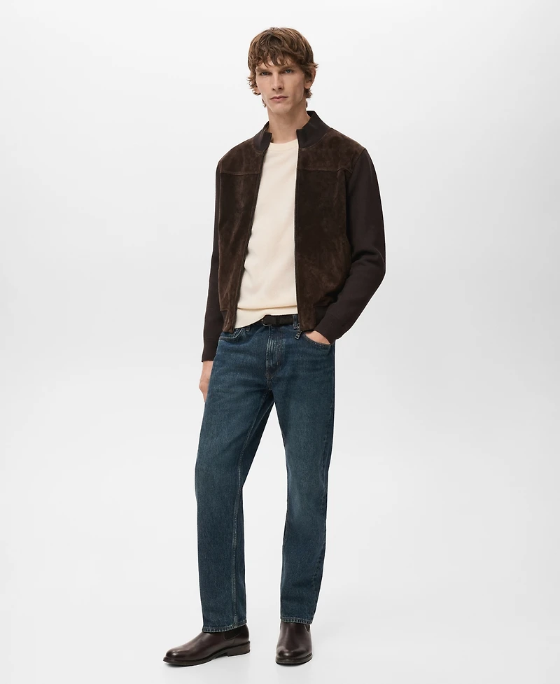 Mango Men's Combined Leather And Suede Jacket