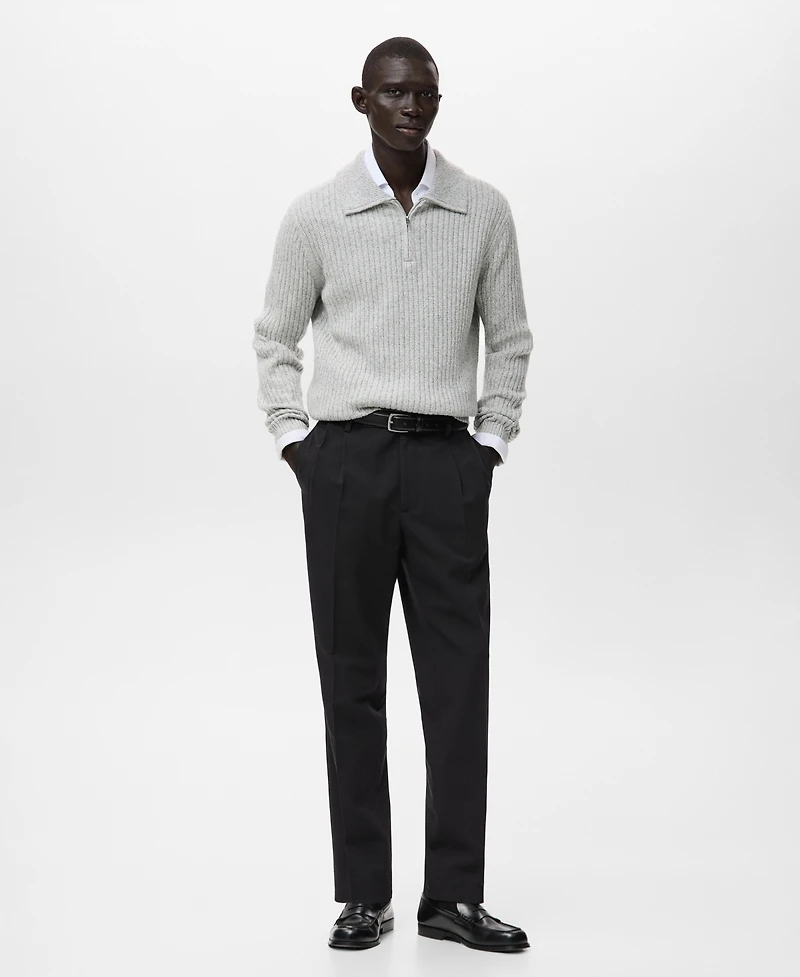 Mango Men's Wool-Blend Zipper Sweater