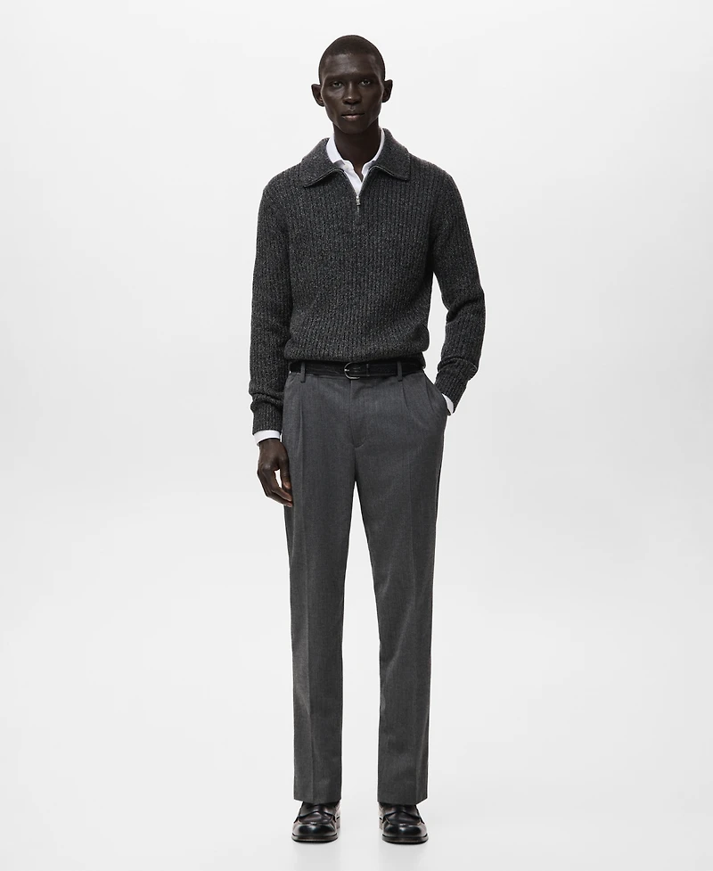 Mango Men's Wool-Blend Zipper Sweater