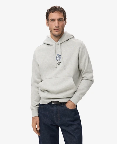 Mango Men's Text Cotton Hooded Sweatshirt
