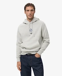 Mango Men's Text Cotton Hooded Sweatshirt