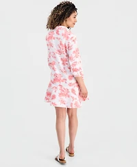Charter Club Petite Linen Charleston Toile Flounce Dress, Macy's Exclusive