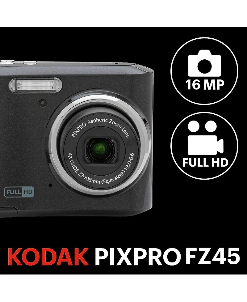 Kodak Pixpro FZ45 Friendly Zoom 16MP Full Hd Digital Camera, Black
