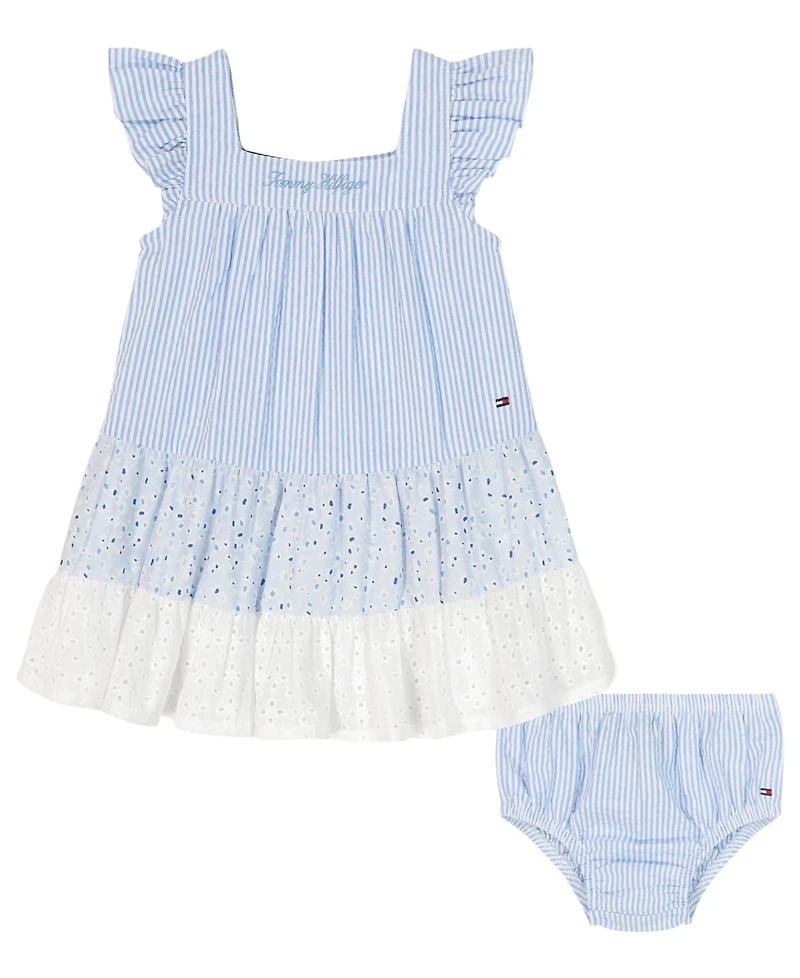 Tommy Hilfiger Baby Girls' Eyelet Dress & Bloomers, 2-Piece Set