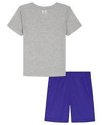 Under Armour Boys' 4T-7 Ua Flag Logo T-Shirt and Shorts, 2-Piece Set